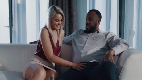 Hot blonde PAWG and a handsome, black dude are about to fuck until they get exhausted