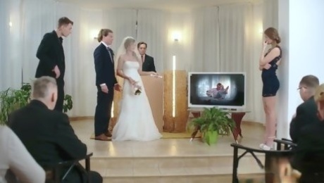 Sensual sex with beautiful bride is shown to wedding guests on video