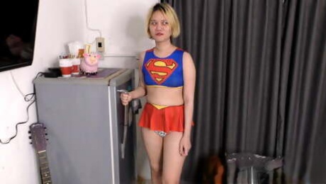 Blond Asian Supergirl FUCKS for Justice!