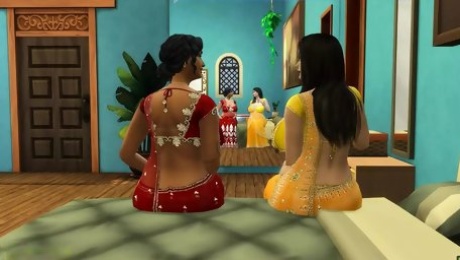Hindi Version - Lesbian aunty Manju strap-on fuck Lakshmi -whims