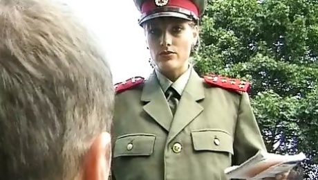 A hot German babe from a military needs cum inside her mouth