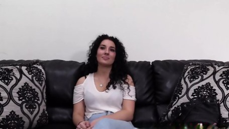 Curly haired Hollie fed jizz after 1st banging casting