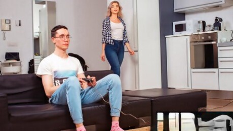 Playful Blonde Anna Krowe Seduces Stepbrother For Sex On The Couch