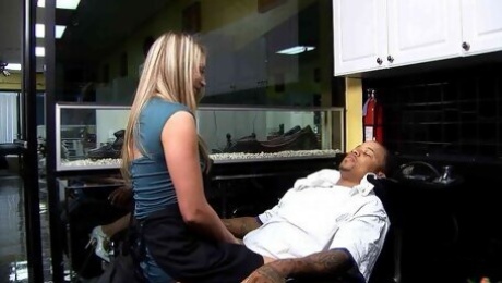 Skinny Teen Hairdresser Seduces Monster Cock To Fuck At Work